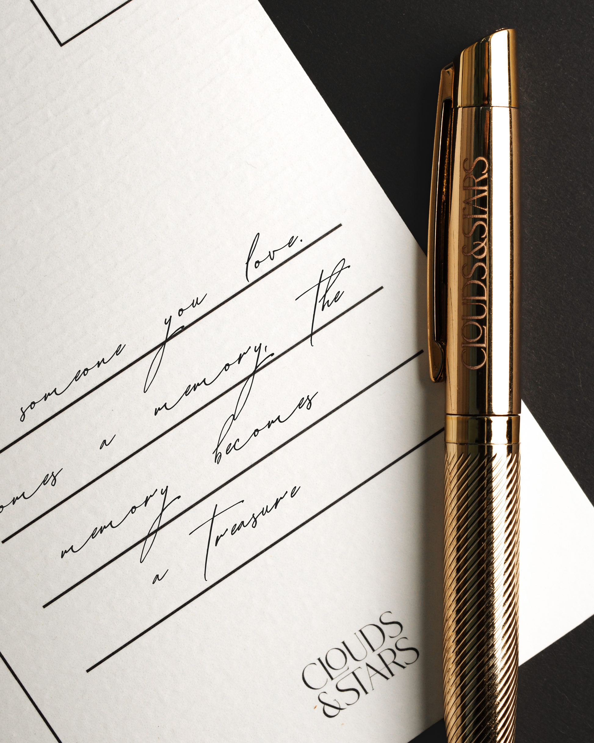 Gouden pen van Clouds & Stars voor woorden die blijven bij verlies