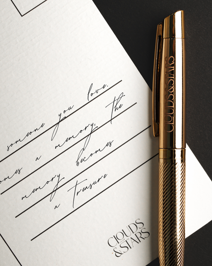 Gouden pen van Clouds & Stars voor woorden die blijven bij verlies